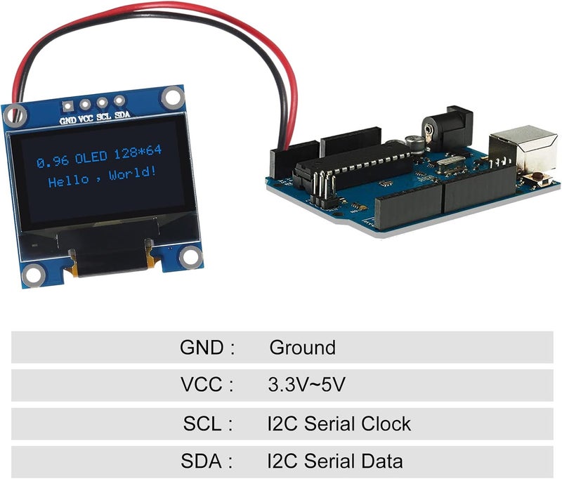 AiTrip وحدة عرض OLED I2C IIC بحجم 0.96 بوصة 12864 128x64 بكسل SSD1306 شاشة OLED صغيرة ذات إضاءة ذاتية متوافقة مع Arduino Raspberry Pi (دبابيس غير ملحومة زرقاء) - Image 5